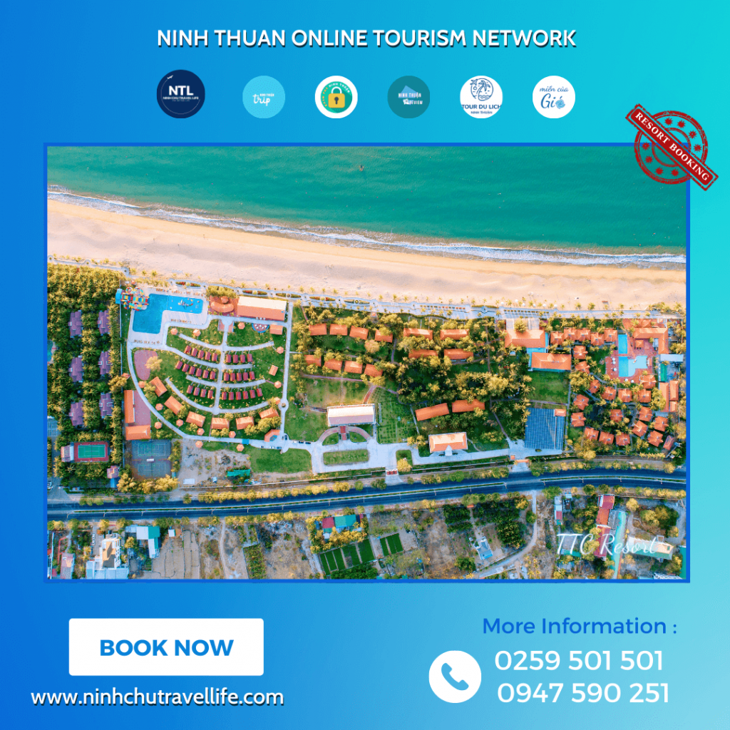 Toàn cảnh khu nghỉ dưỡng TTC có vị trí tọa lạc trên biển Ninh Chữ xinh đẹp. Ảnh: AD